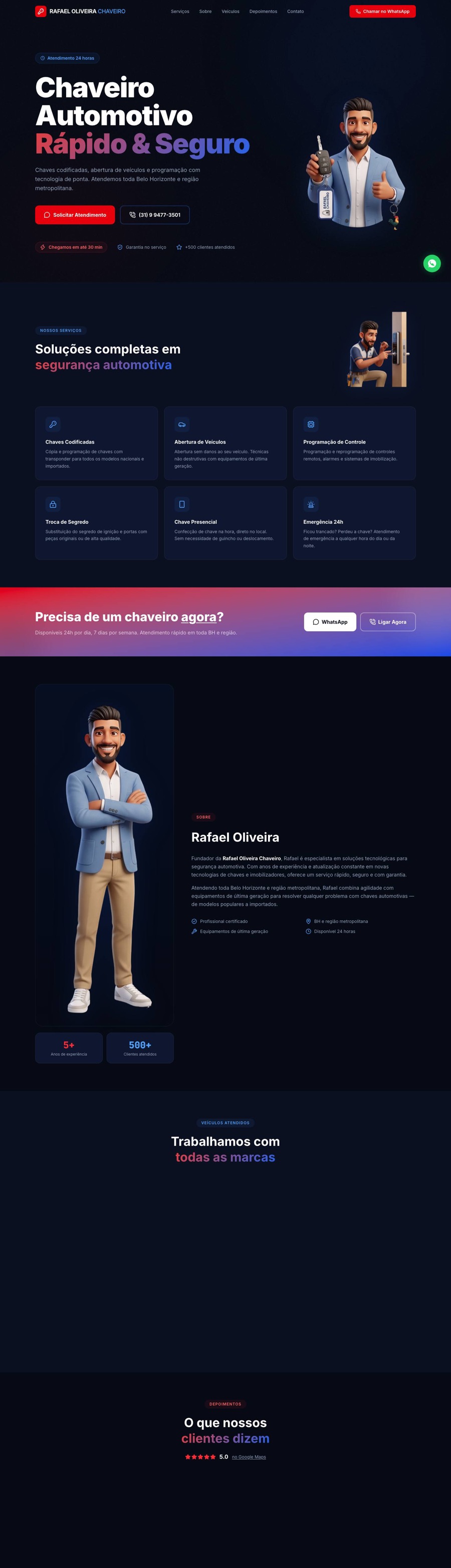 Site Rafael Oliveira Chaveiro, página inicial